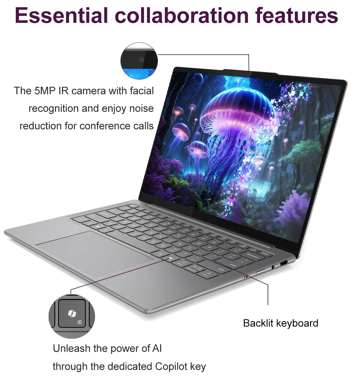 Lenovo Slim 7i Aura Edition AI Laptop (14" FHD+ OLED Touchscreen, Intel Core Ultra 7 258V, 32GB DDR5, 1TB SSD) Copilot+ PC, Ultra-Thin, 17-Hr Battery Life, 5MP IR Webcam, Wi-Fi 7, Win 11 Pro