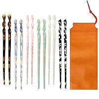 Vista 1 de Palitos de pelo de concha de tortuga de acetato, horquillas de pelo con estampado de leopardo, 12 piezas para cabello largo, accesorios de peinado