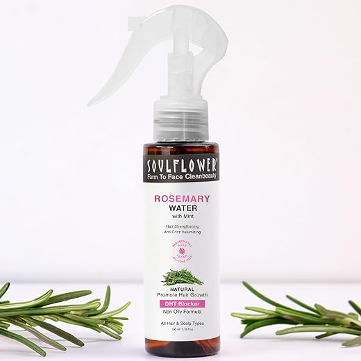 Soulflower Rosemary Water spray with mint| For Hair growth, Hair fall control, Scalp health, Hair damage protection, Anti frizz| Rosemary, Niacinamide & peppermint Oil | Men &…