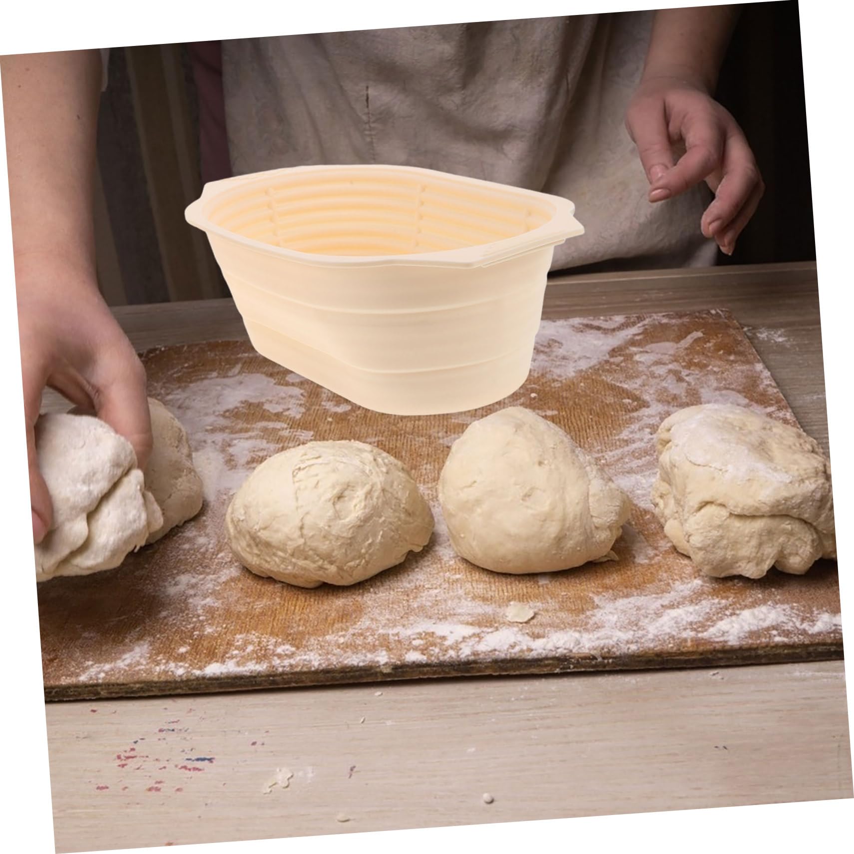 Cesta para Fermentar Pan Banneton Redonda de Silicona y Acero | Juego Completo de 1 Set, Diseño Plegable, Gran Capacidad, para Hornear en Casa