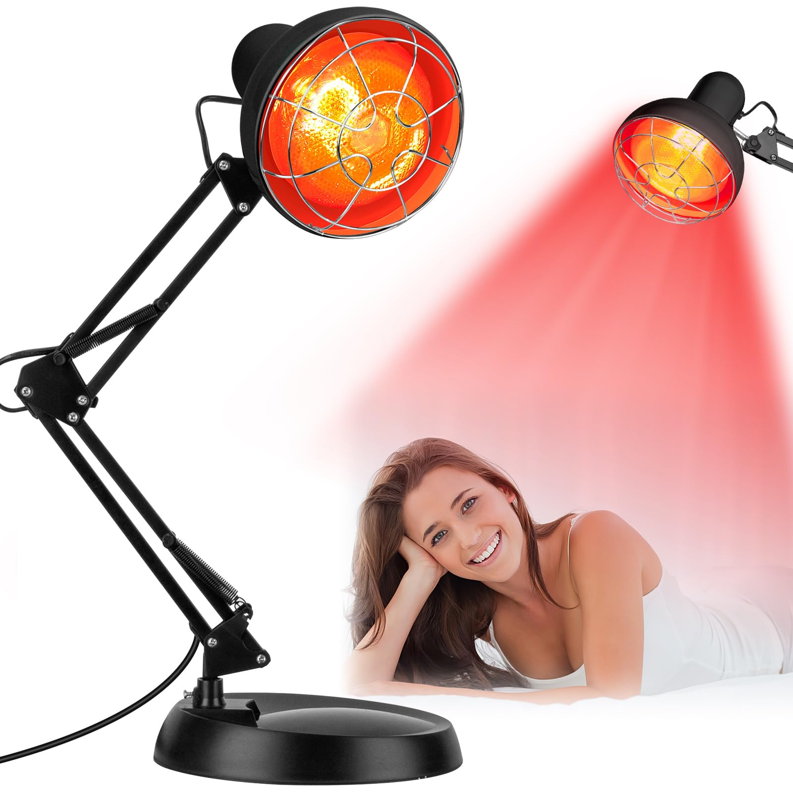 Cozion 150W Lampada di Riscaldamento a In-frarossi, Luce Rossa con Termometro Regolabile, Lampada a In-frarossi Domestica