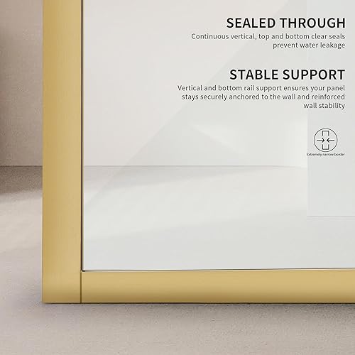 Miniatura 7 de Puerta fija de cristal de ducha de baño con marco completo, panel de pantalla de vidrio de ducha individual de 34 x 74 pulgadas, puerta de ducha de