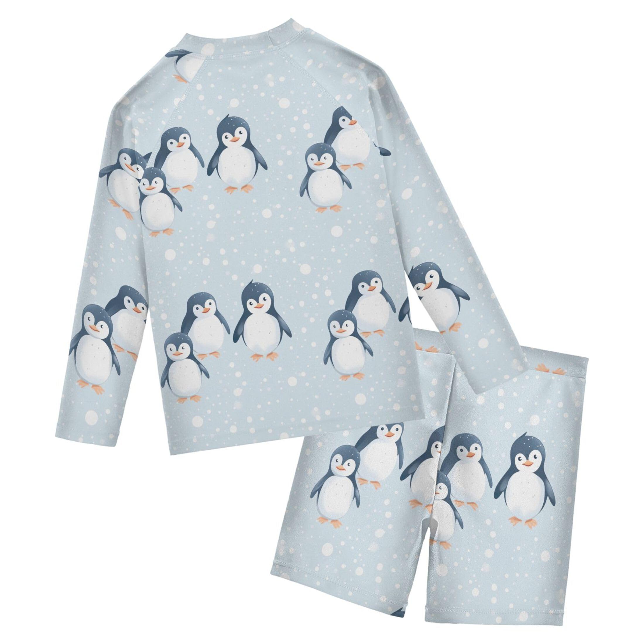 Penguin Animal Cute Toddlers and Baby Boys' Swimsuit Trunk and Rashguard Set B0402423