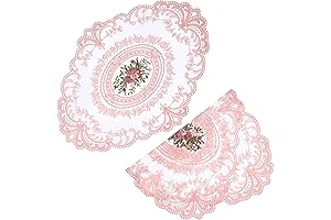 Pink Lace Table Runner with Doilies