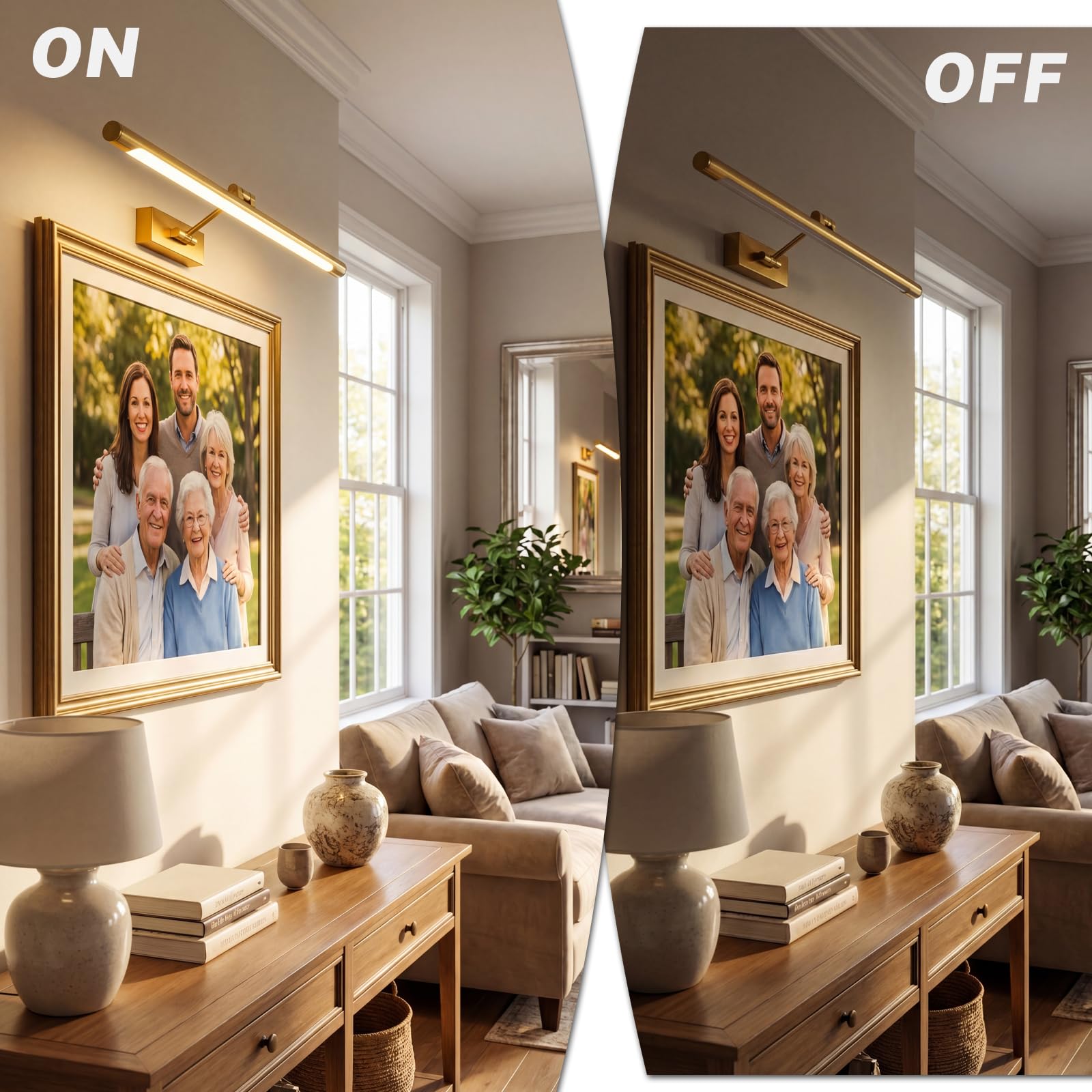 Lampada a LED per specchio da bagno, 3 temperature di colore, applique da parete sopra lo specchio, 60cm, 12 W, IP44, 650 lumen, oro, illuminazione moderna per specchio, lampada da parete per specchio