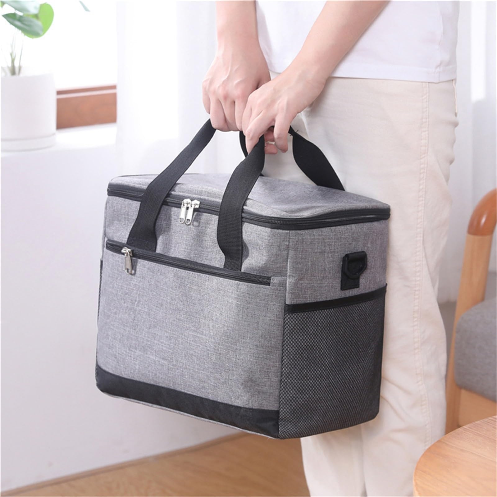 Bolsa De Almuerzo Bolsas enfriadoras de almuerzo a prueba de fugas de gran capacidad for mujeres y hombres, bolsa de aislamiento térmico for viajes al aire libre, Picnic Para Oficina，Picnic(Blue,33*21