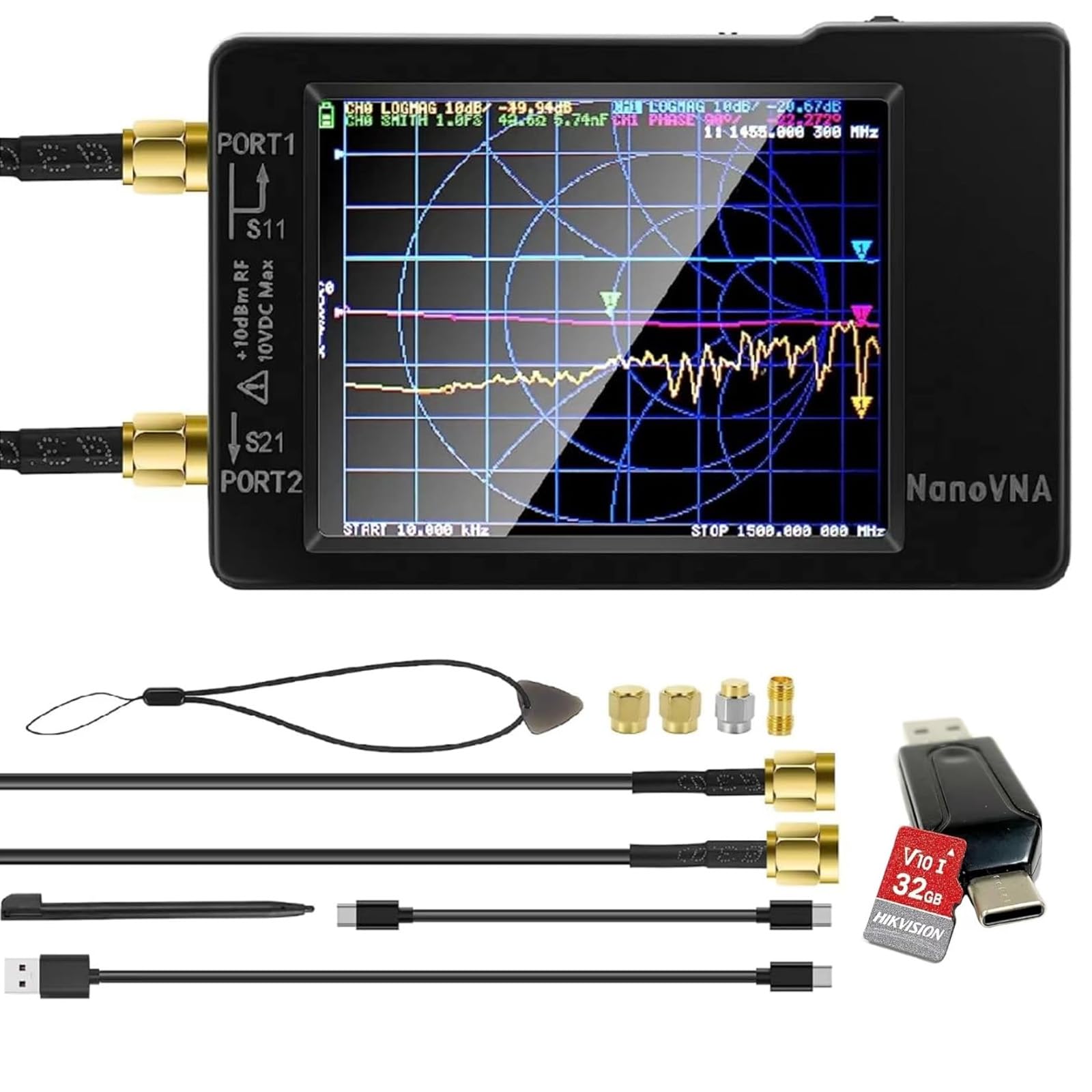 [Upgraded] AURSINC NanoVNA-H Vector Network Analyzer 10KHz -1.5GHz Latest HW Version 3.6 | HF VHF UHF Antenna Analyzer Ham Radio (NANOVNA-H with 32GB SD Card)