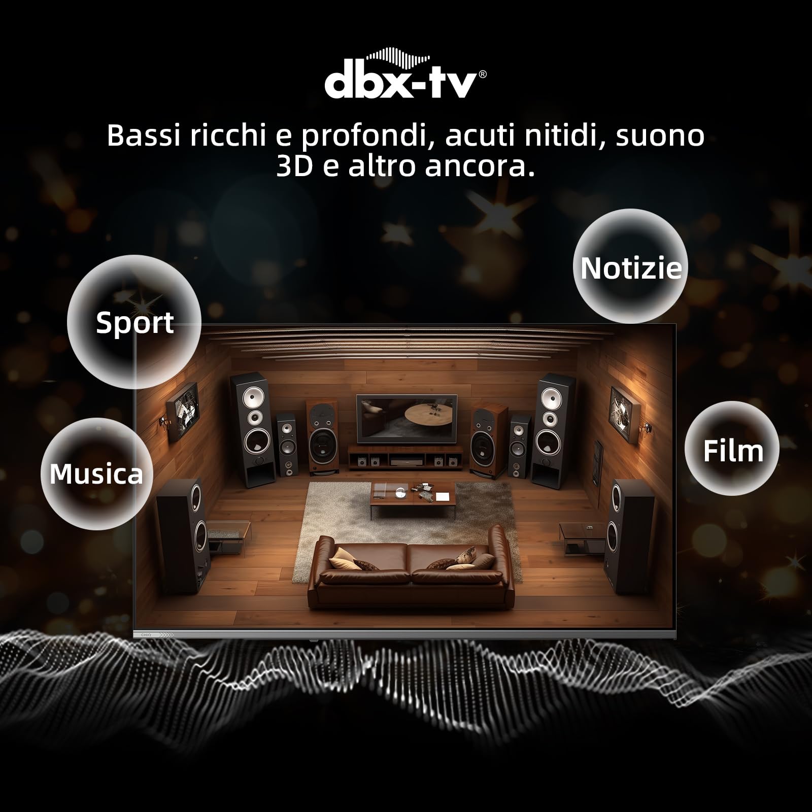 Google QLED 4K UHD CHIQ 43QA10 Smart TV 43 cale (109 cm) | HDR10, VRR i ALLM | Ultracienka metalowa konstrukcja bez ramy | Dolby Audio | Nowy model 2025