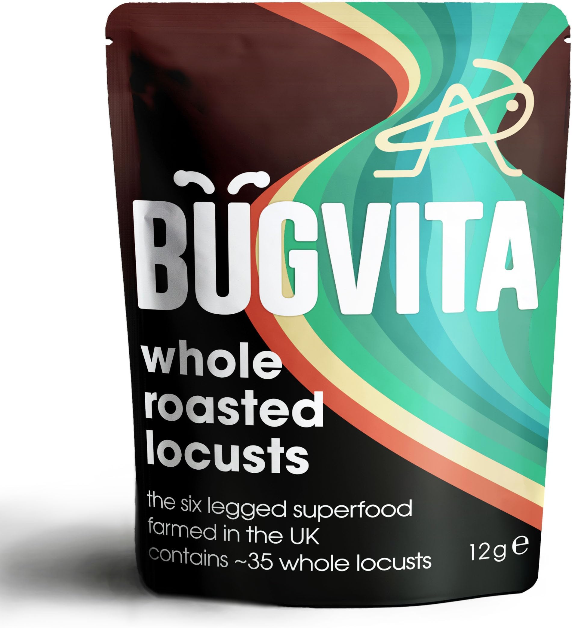 Whole Roasted Locusts (Edible Insects) | Contains 35 Whole locusts | Unseasoned | Farmed in The UK | Bugvita, The Six Legged Superfood