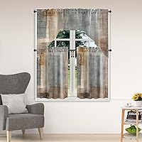 Vista 8 de Juego de 3 cortinas de cocina con diseño de estampado abstracto para ventana de cocina moderna