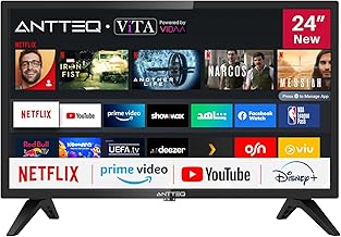 AV24H3 Smart TV 24 Inch (60 cm) with Netflix, Prime Video, Rakuten TV, Disney+, YouTube, UVM, WiFi, Triple-Tuner DVB-T2/S2/C