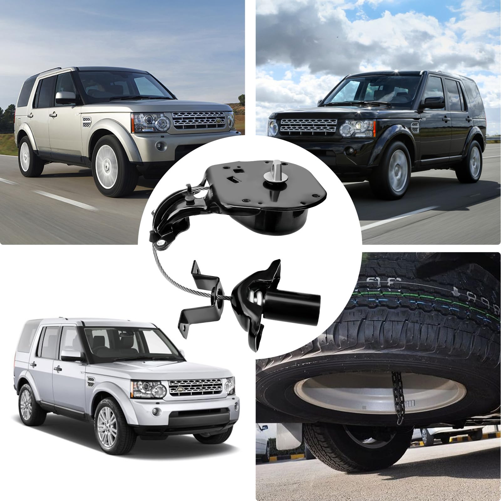 Kit de rueda de repuesto y cabrestante Rueda de repuesto Cabrestante Kit de rueda de repuesto y cabrestante Rueda de repuesto Cabrestante Compatible con Discovery 3 4 2004-2013 Sport 2005