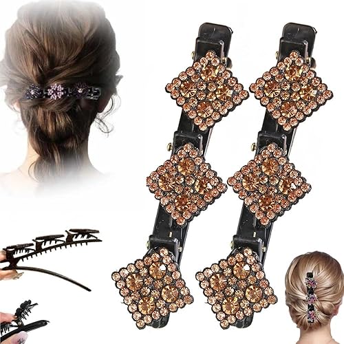 Miniatura 12 de Pinzas de pelo trenzadas para mujeres y niñas, 2025 nuevas pinzas de pelo con piedras de cristal brillantes, pinzas cortas de pico de pato,