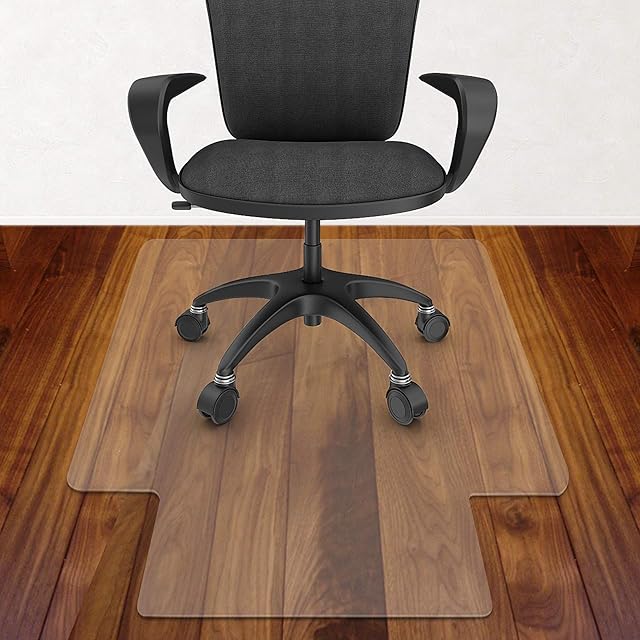 Azadx Office Chair Mat for Hardwood Floor 90 x 120 cm, Clear Desk Chair Mat for Wood Floor Heavy Duty, Plastic Office Floor Protector for Hard Surface Floors (36 x 48'' with Lip)