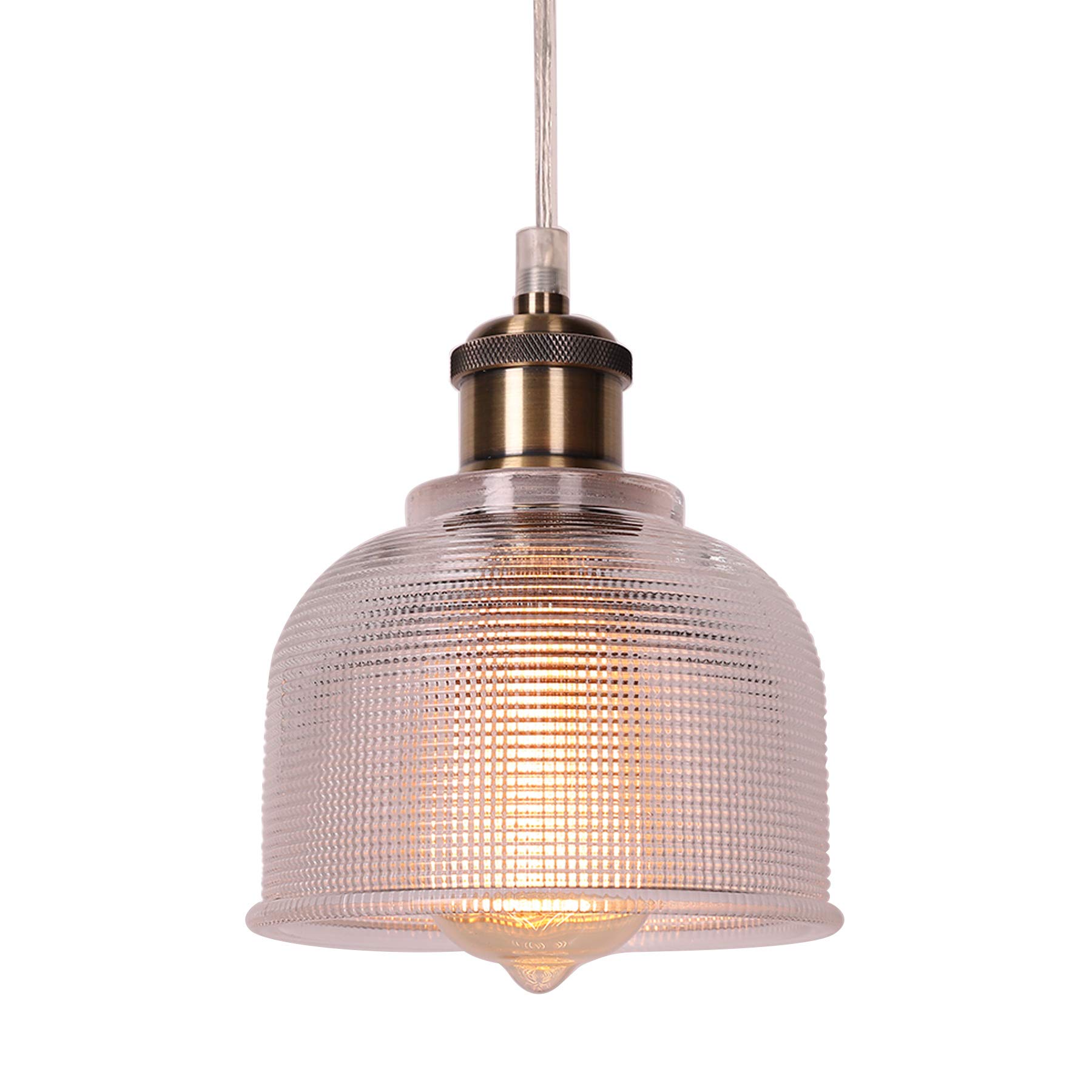 Buy COZ Modern Textured Seeded Glass Pendant Light, Simple Brushed