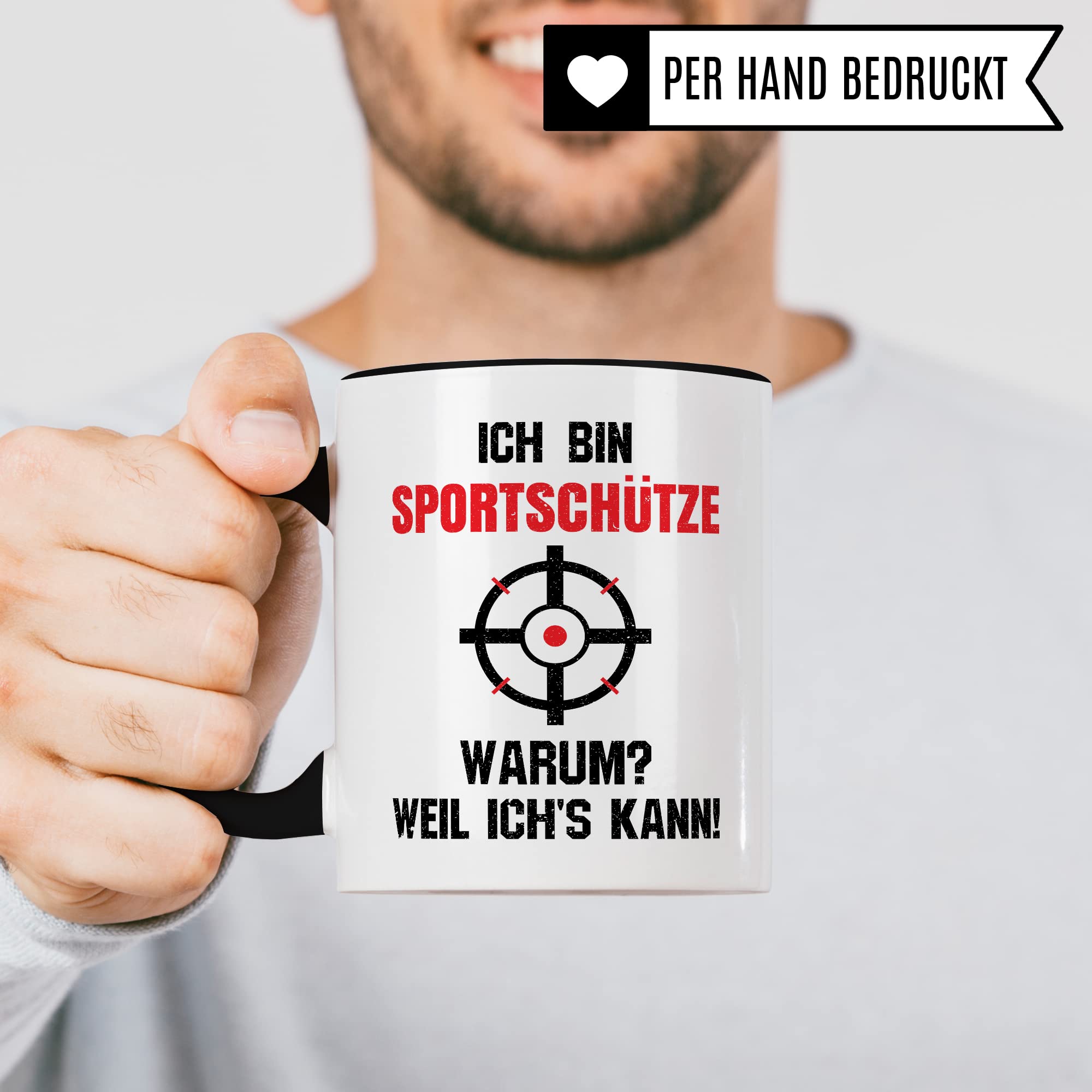Sportschützen Tasse Mit Lustigem Spruch – Spülmaschinenfest, 330 Ml, Beidseitig Bedruckt, Aus Keramik