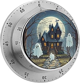 Haunted Mansion Timer Countdown Reminder Mechanical Desk Manual Timers Stainless Steel Magnetic Timer Kitchen Countdown Clock - Magnetic Backing, No Batteries Loud Alarm