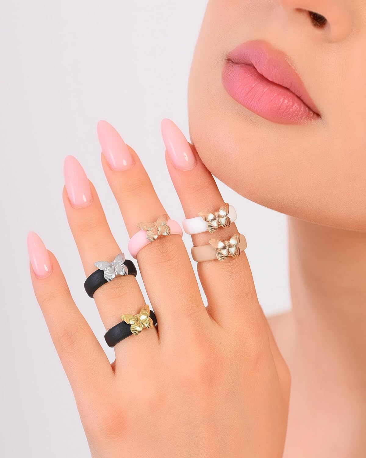 Rinfit Womens Silicone Ring with Stainless Steel Butterfly - Rubber Wedding Bands - Patented Design