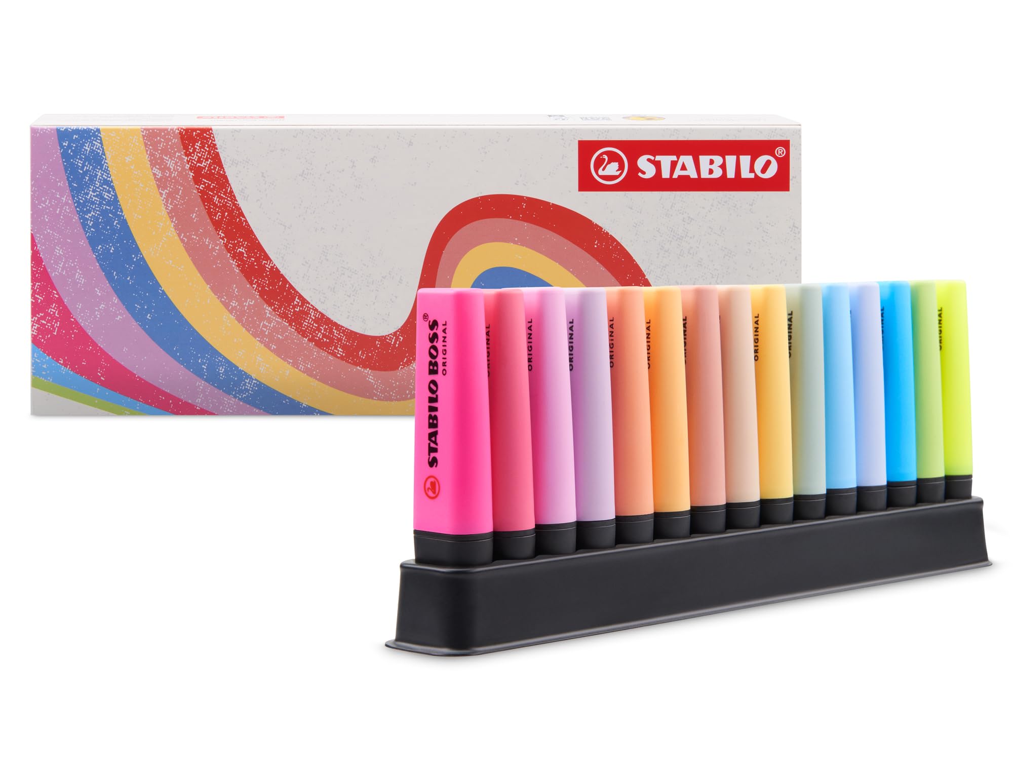 STABILO BOSS ORIGINAL - Highlighter - Deskset of 15 - with 3 Neon Colours, 9 Pastel Colours and 3 NatureCOLORS