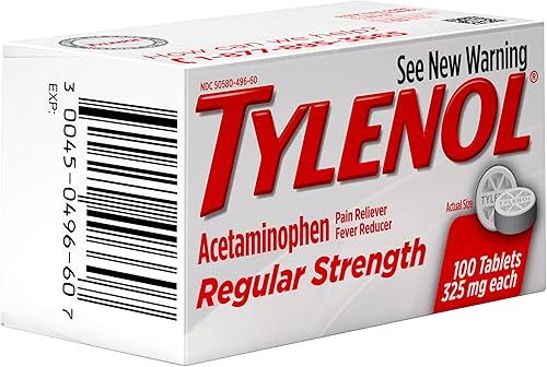 Miniatura 6 de Tylenol Tabletas de fuerza regular, analgésico de paracetamol y reductor de fiebre, 100 unidades