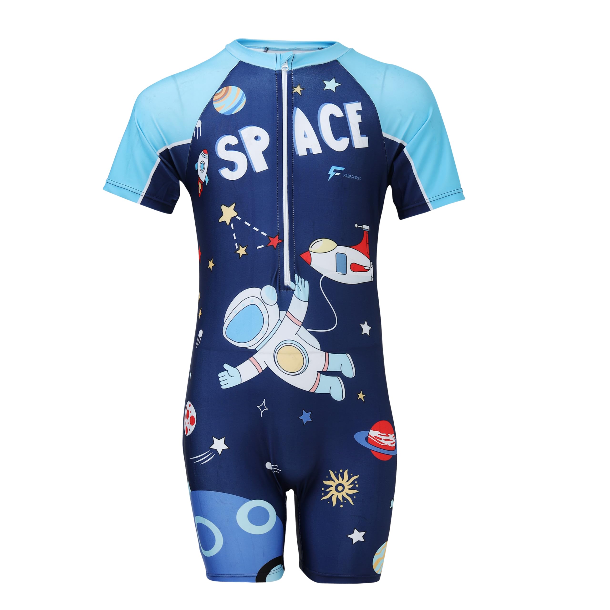 FABSPORTS Kids Swimsuit Set Printed One-Piece Swimwear for Boys & Girls, Half Sleeve Bathing Suit, Comfortable Swimming Costume for Children, 2-12 Years-image-32