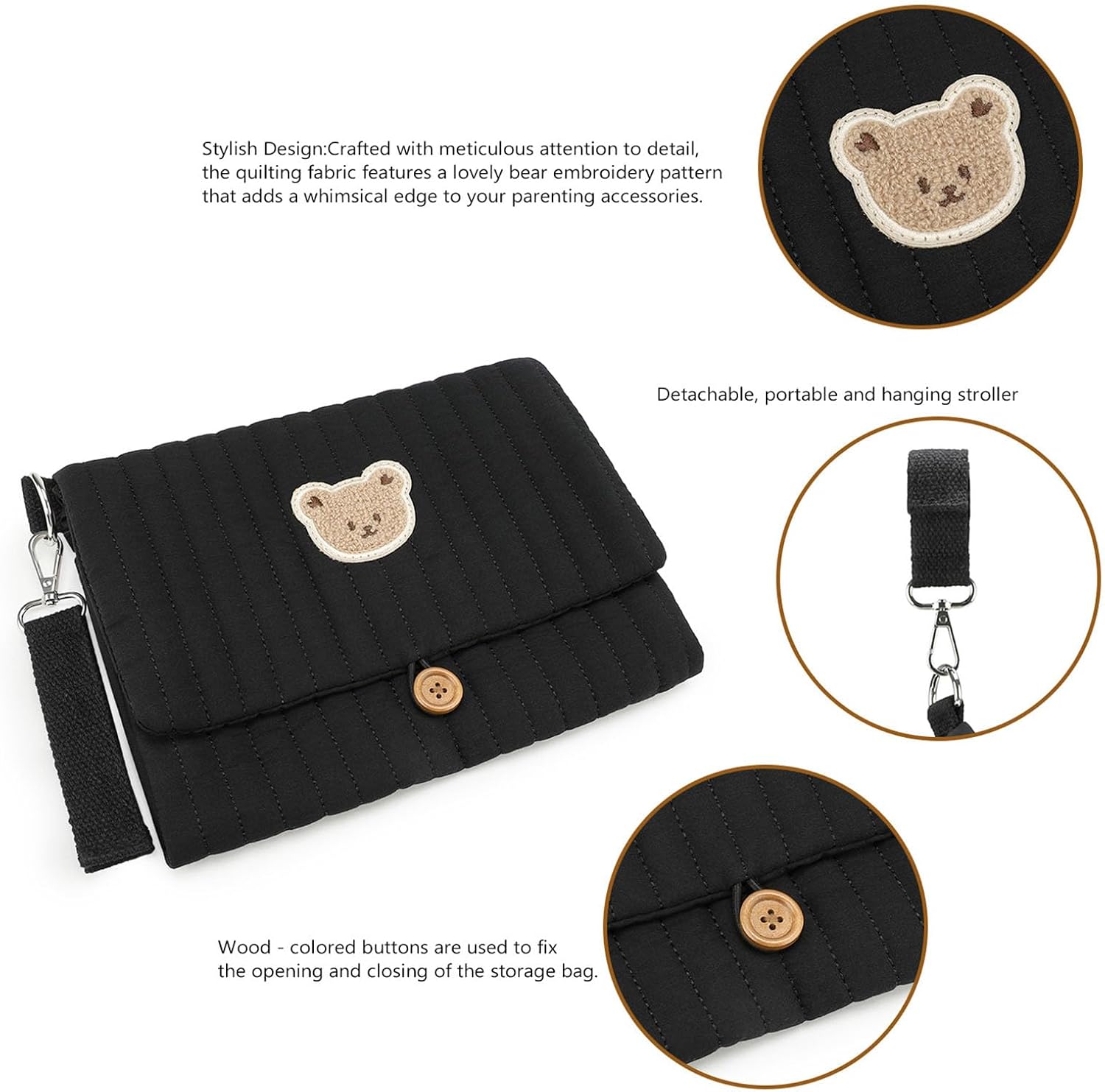 Compact Travel Diaper Bag with Detachable Strap Water Foldable Storage ForTravel Parents Carriage Mounted Organiser