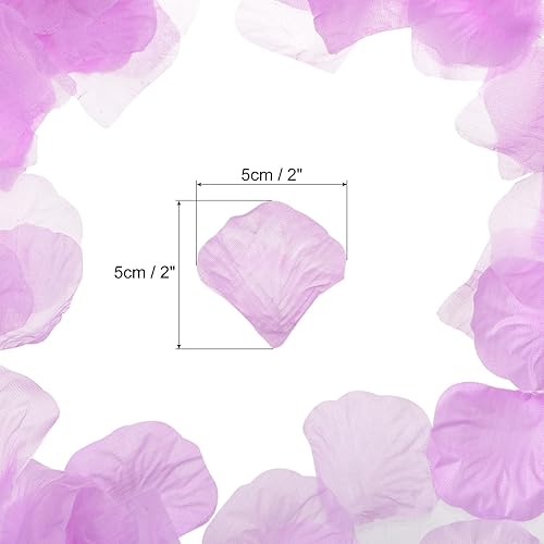 Miniatura 2 de MECCANIXITY Pétalos de rosa artificiales de seda, flores artificiales de color morado claro para boda, 2 x 2 pulgadas para centros de mesa de boda,