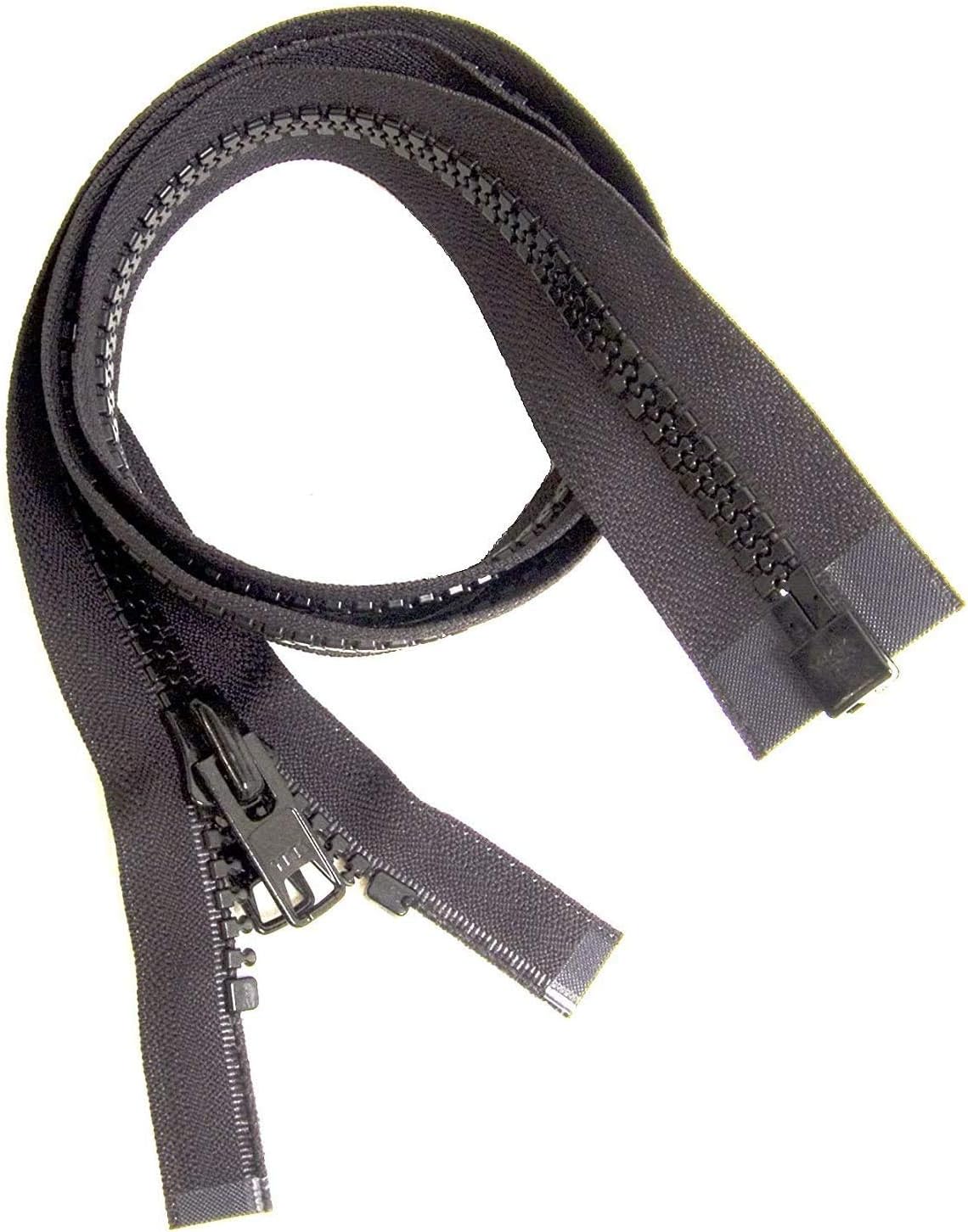 #10 Heavy Duty Marine Grade YKK Separating Zipper - Metal Tab Slider - Color Black - Choose Your Length - Made in The United States (1 Zipper Per Pack) (48" Inches)