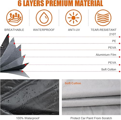 Miniatura 2 de Funda impermeable de repuesto para Audi A4S4 Sedán 2008-2023, 6 capas para todo tipo de clima, con puerta de cremallera y bandas resistentes al