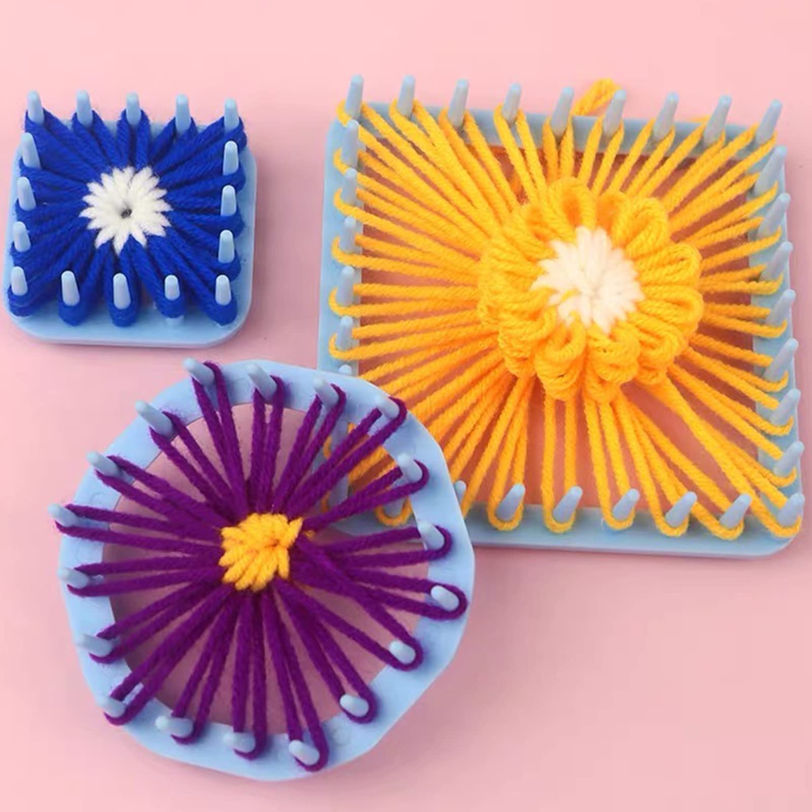 Kit Telai Per Tessitura E Pompon - Set Fai Da Te Con Telai Rotondi E Quadrati | Per Fiori E Decorazioni