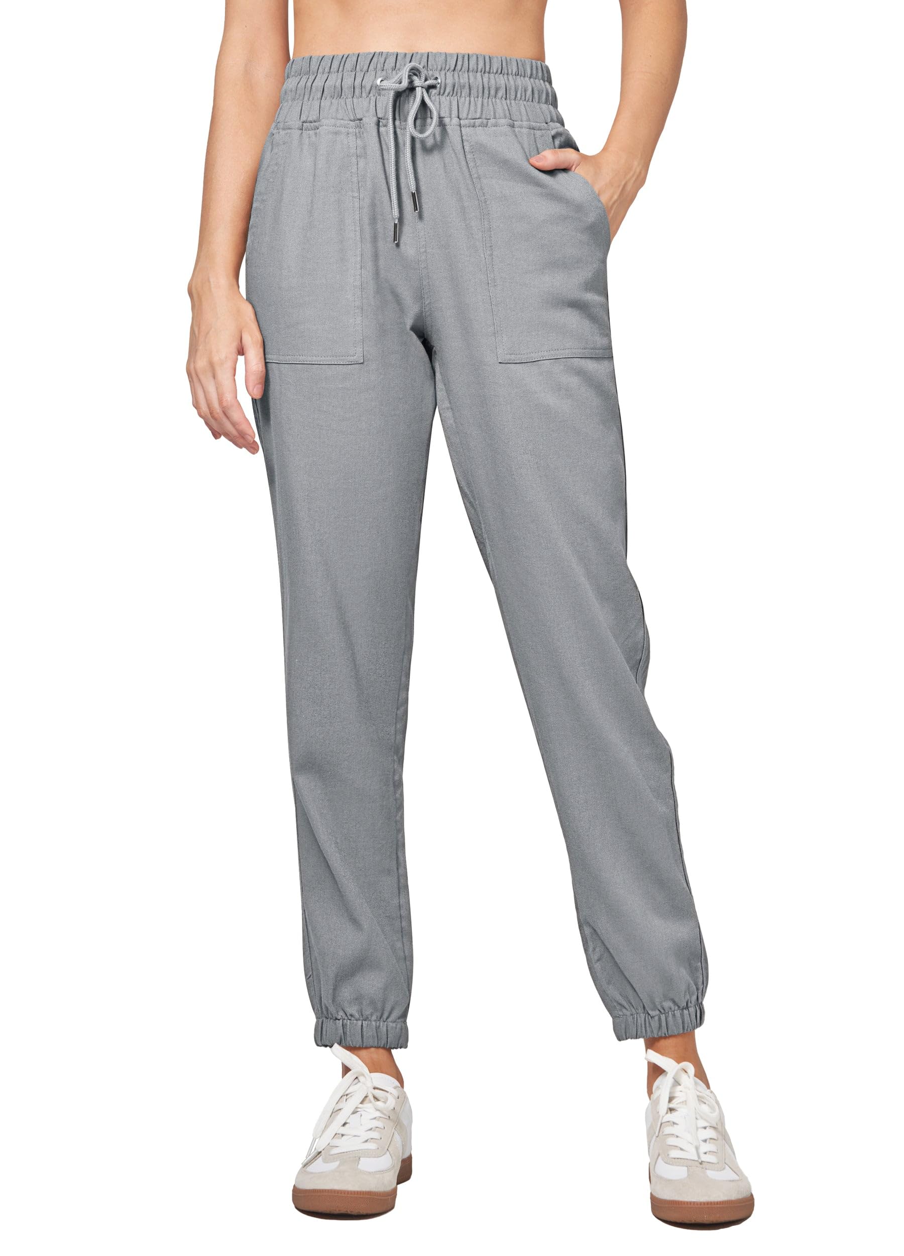 WILLIT Pantaloni da jogging da donna, in cotone, in lino, da jogging, casual, leggeri, da allenamento, da viaggio, estivi, con tasche