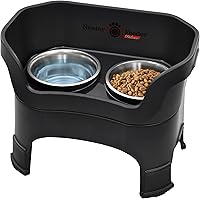 Neater Feeder Deluxe Large Elevated Dog Bowls - Mess Proof Spill Containment Raised Feeder w/Leg Extensions for Big Dogs, Made in USA, Black