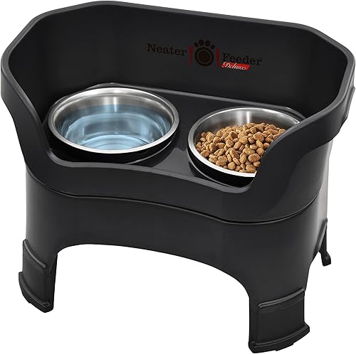 Neater Feeder Deluxe - Soporte de tazón elevado para perro grande, antidesorden y antiderrames, de Estados Unidos, extensiones en las patas, juego