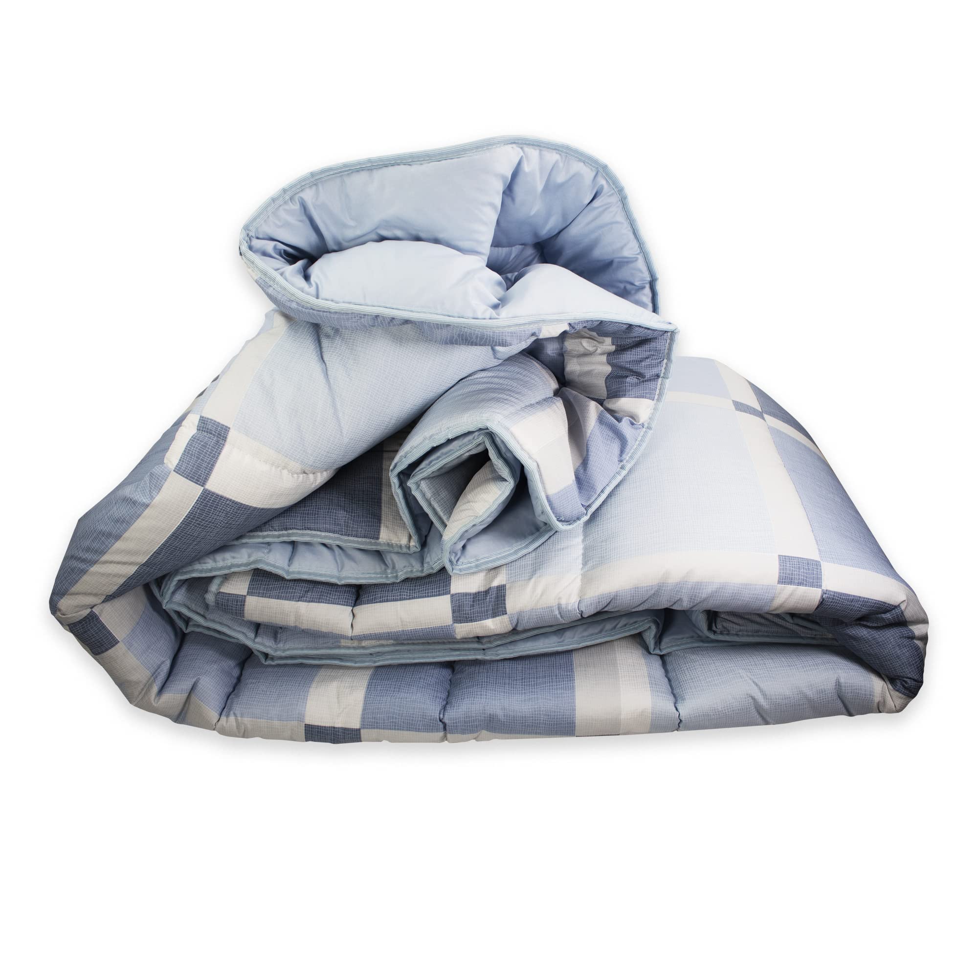 Tata Home Trapunta Invernale Matrimoniale Imbottita 300 gr/mq Piumone Caldo 260x260 cm Fantasia Geometrica a Quadri Made in Italy Colore Azzurro Blu