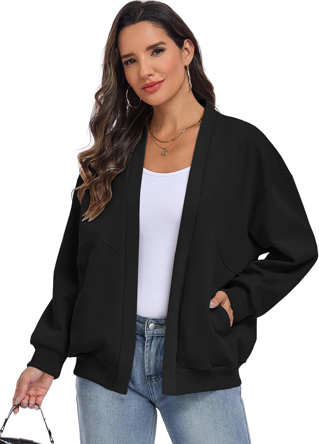 Women's Oversized Cardigan Loose Lightweight Open Front Sweatshirt Casual Long Sleeve Athletic Jackets - Image 4