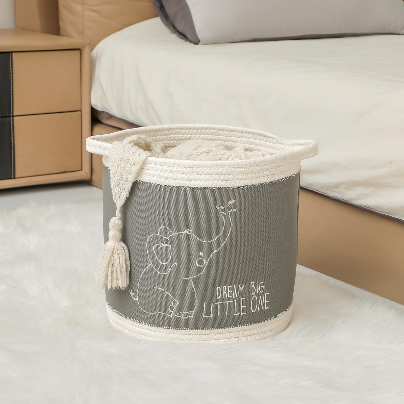 Tidelit Toy Basket for Baby Laundry Hamper Blanket Baskets Cute Elephant Nursery Hampers Toy Storage Basket - Image 2