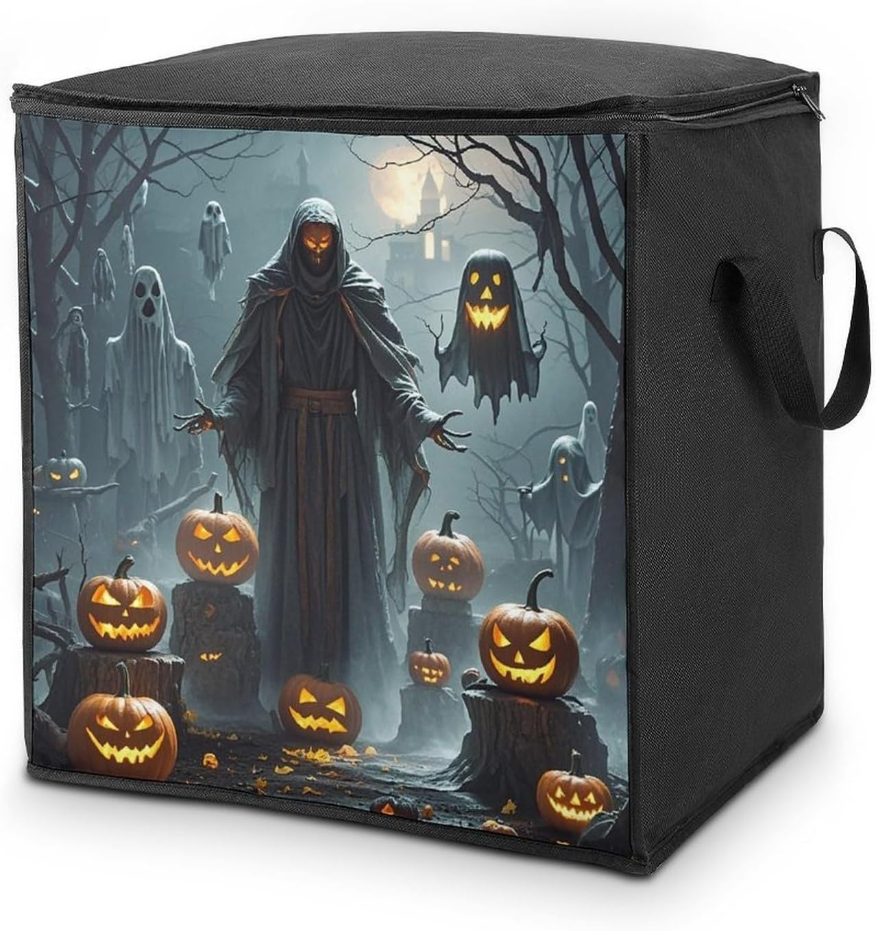 Large Grim Reaper Storage Bags with Handle Foldable Closet Organizers Clothes Storage Bins Bedding Storage Containers Fabric Moving Bags Blanket Comforter Storage Bag 70L