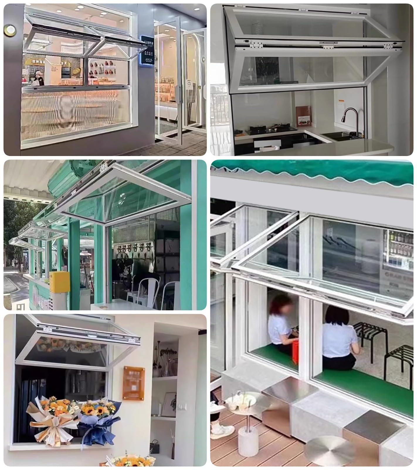 PEYNIR Ventana Ventanas correderas Ventanas Plegables corredizas para concesiones para cafeterías Snacks Tiendas de té con Leche, Personalizables Ventana de Servicio(W36xH32in/91x81cm)