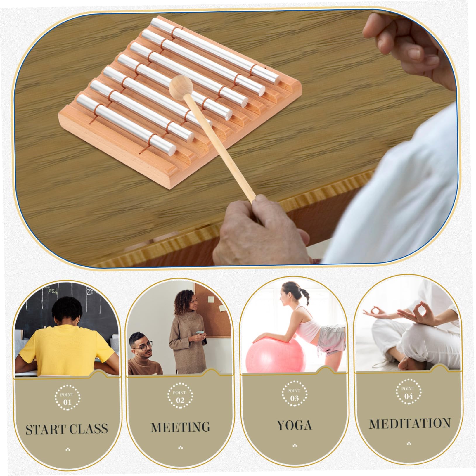 Mikikit Campanelli a Percussione per Ragazzo Ragazza a 7 Toni, Strumento Musicale Educativo in Metallo e Legno, Giocattolo Ricreativo per Scuole e Famiglie, Set per Coordinazione