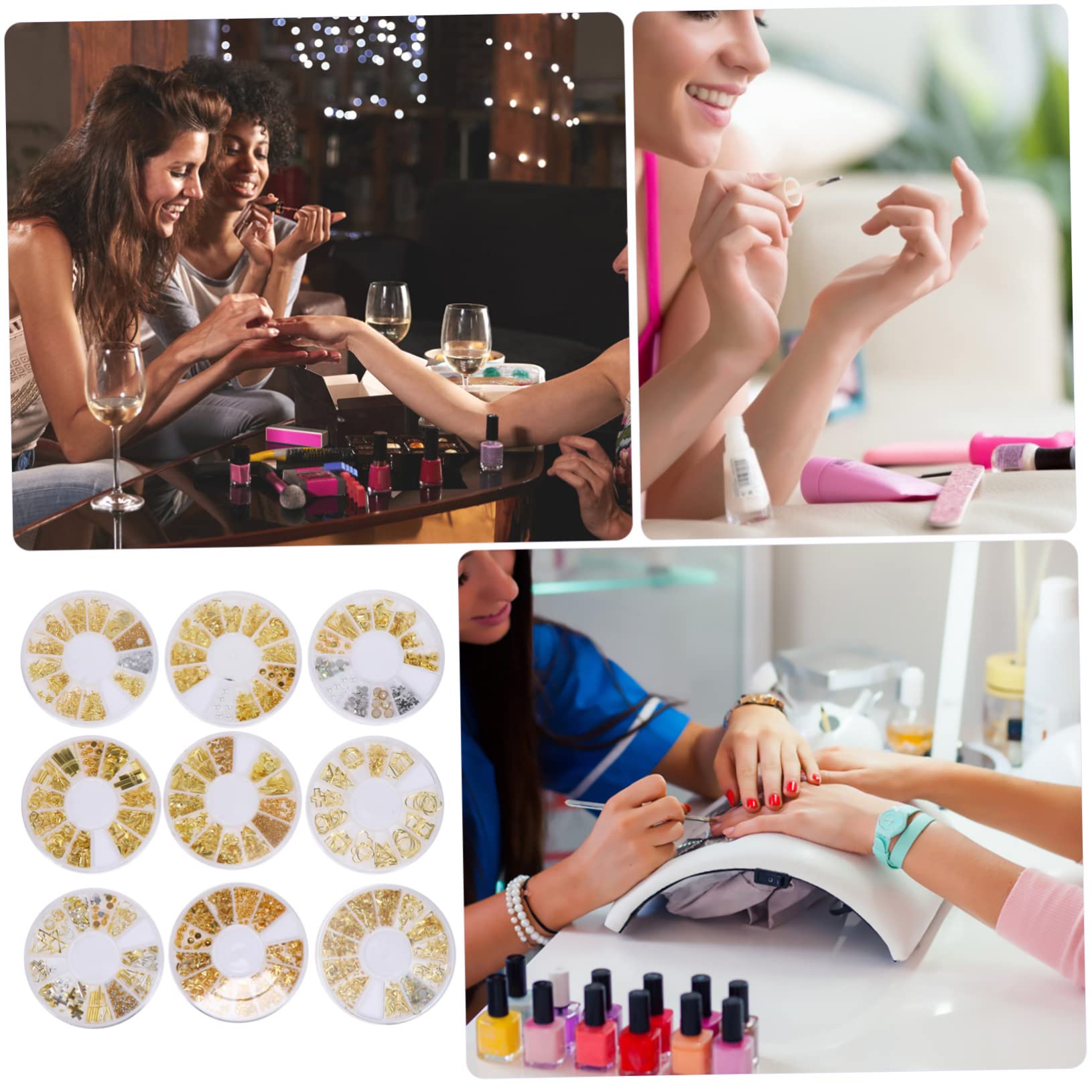 Beavorty 3 Set Di Gioielli Per Manicure in Lega Di Zinco Per Nail Art Borchie Con Rivetti Decorazioni Per Unghie Accessori Per Unghie Eleganti Decorazioni Per Manicure 9 Scatole*3