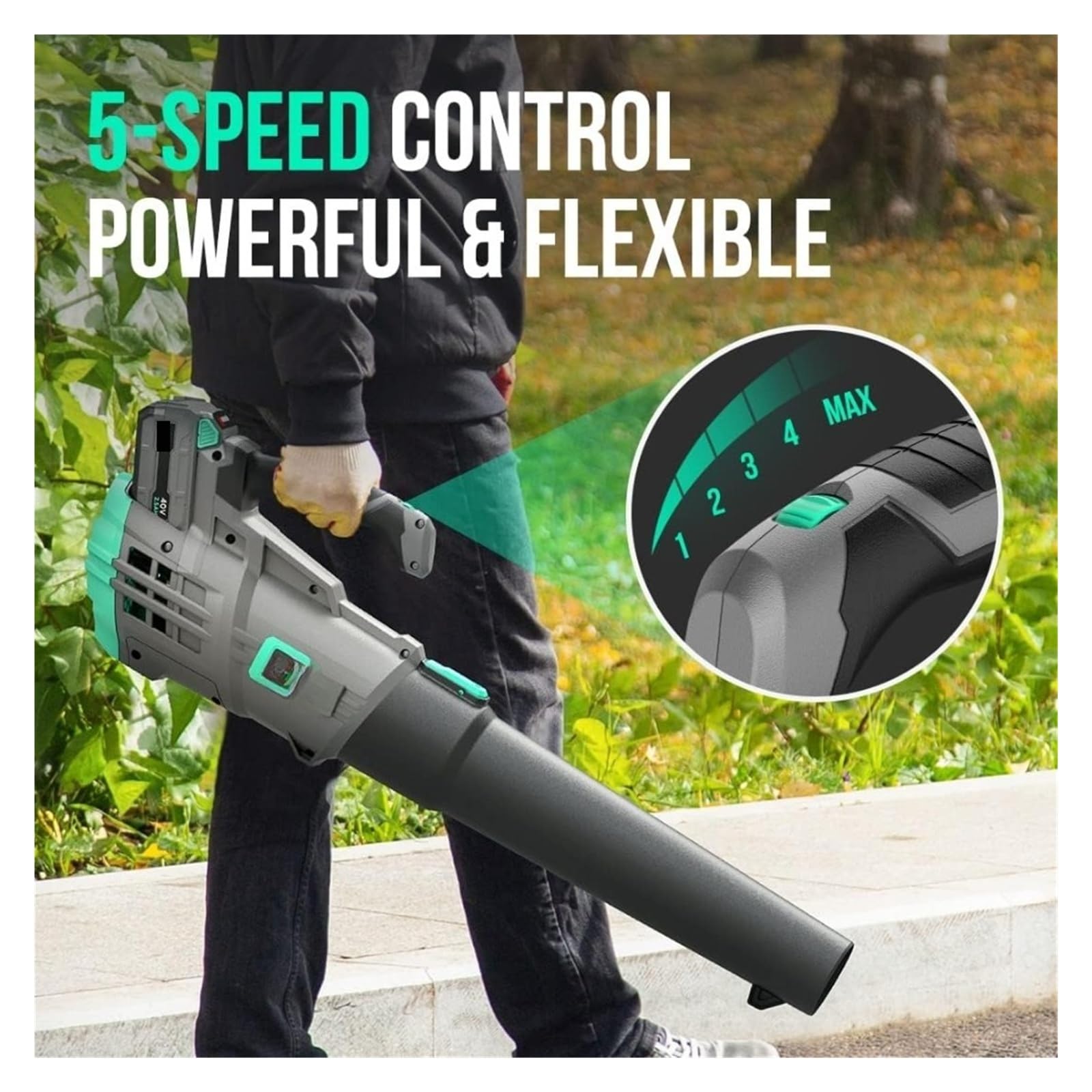 Soplador de Hojas, Soplador de Hojas inalámbrico 40 V, soplador for el Cuidado del césped, axial Ligero