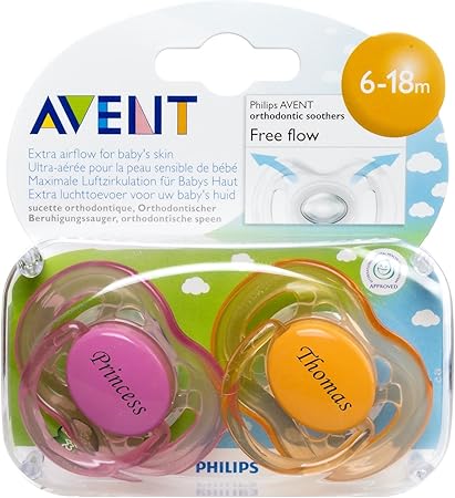 Cadeaux Personnalises Philips Avent Sans Bpa Sucette Personnalise Avec Gravure Laser Cadeaux Pour Bebe Avec Nom Ensemble De Deux 6 18 Mois Rose Et Orange Amazon Fr Bebes Puericulture