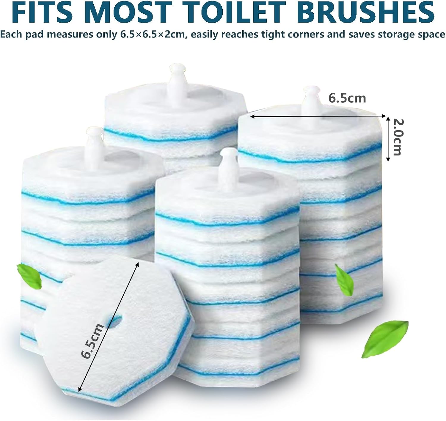 50 PCS Disposable Toilet Brush, Toilet Wand Refills, High-Density Toilets Bowl Cleaners with Upgraded Fiber Material, Toilets Cleaner Tablets & Bathroom Cleaner Tools