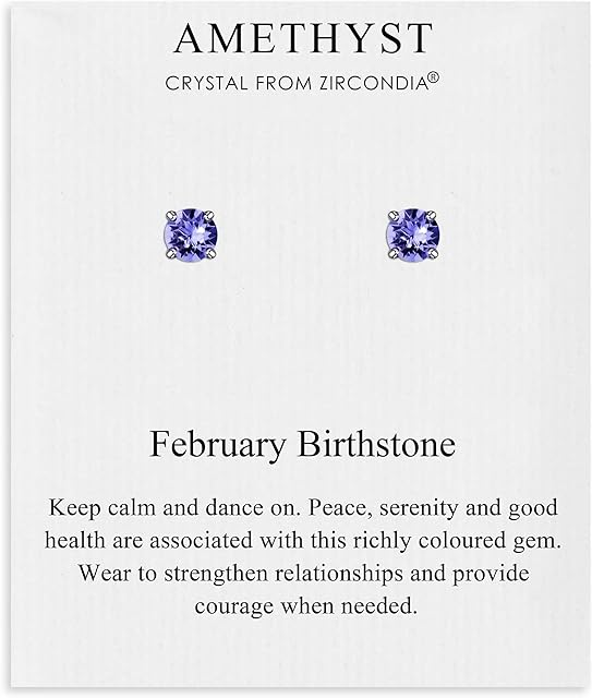 February (Amethyst) Birthstone Earrings Created with Zircondia® Crystals