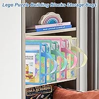 Vista 13 de Paquete de 15 bolsas de malla con cremallera, almacenamiento de bloques de construcción de rompecabezas de doble capa, bolsas de bloques de nailon