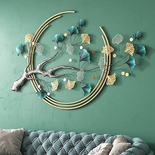 Miniatura 6 de PRISIA Ginkgo - Decoración artística de hojas de metal 3D de 527 x 327 pulgadas para sala de estar porche habitación decoración artística moderna