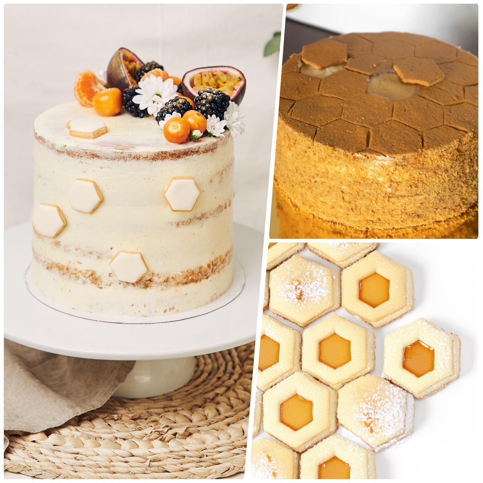 Lot de 5 emporte-pièces hexagonaux pour biscuits - Motif football - Pour biscuits, fondant, Noël - 5