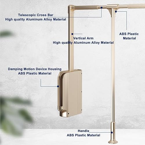 Miniatura 4 de Colgador de barras de armario desplegable de 35.433-48.031 in, para colgar ropa, armario, riel de elevación, sistema de almacenamiento, mango