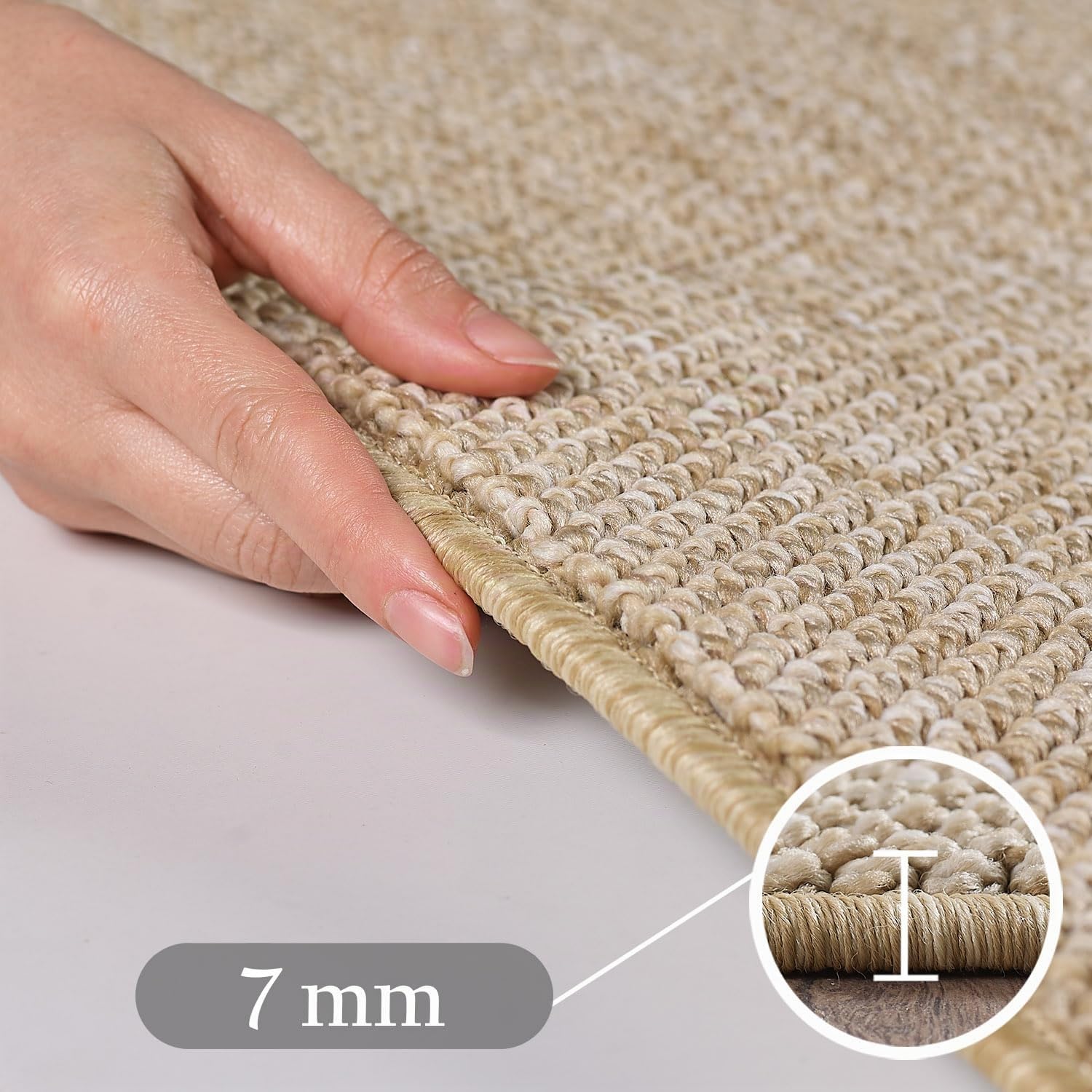 HomebyHome Alfombra 140x200 cm Beige, Bouclé Suave Lisa, Fácil de Cuidar y Moderna, para Salón Dormitorio o Habitación de Invitados