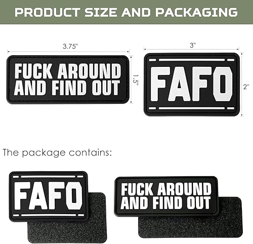 Miniatura 4 de FAFO Parche de PVC  2 piezas de parches para follar y averiguar, divertido parche táctico, parche de gancho y bucle de moral militar para mochilas,